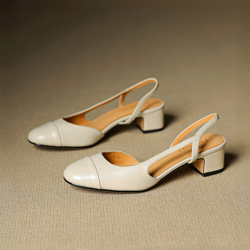 Chic äkta läder slingback-klackar