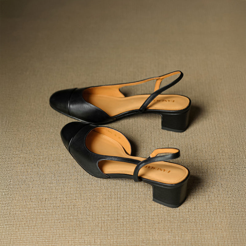 Chic äkta läder slingback-klackar
