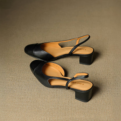 Chic äkta läder slingback-klackar