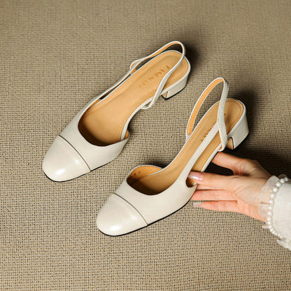 Chic äkta läder slingback-klackar