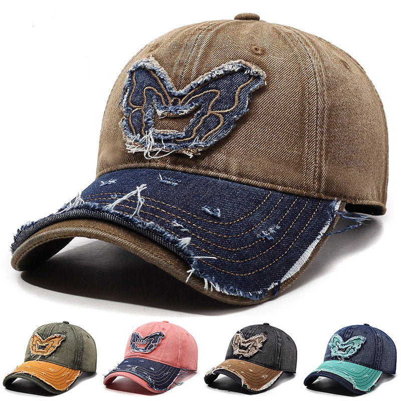 Retro vingar denim basebollkeps