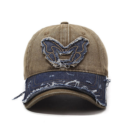 Retro vingar denim basebollkeps