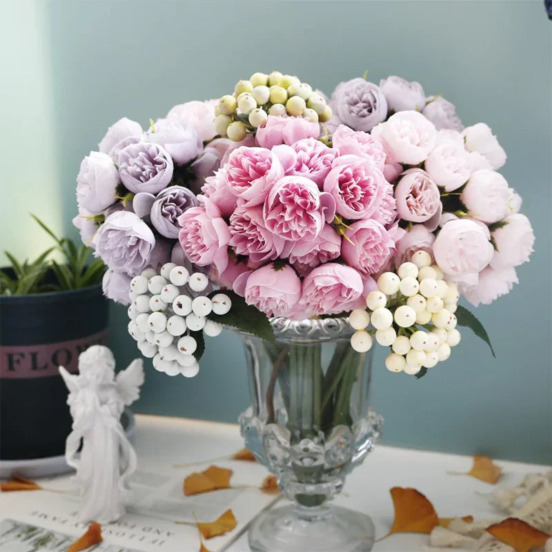 Tranquility - Silkblommor Pionbukett