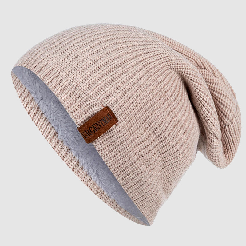 Slouchy stickad mössa med fleecefoder